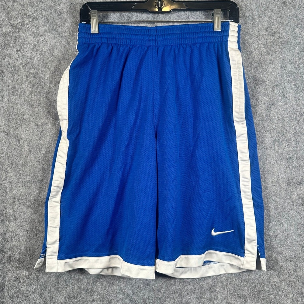 VTG Nike Basketball Y2K Shorts Mens Small Blue Dazzle Shiny Swoosh Sporty Loose